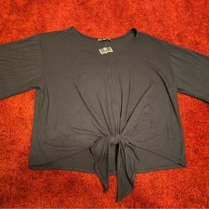 Small Kim and Cami Navy Blue Knotted Tee